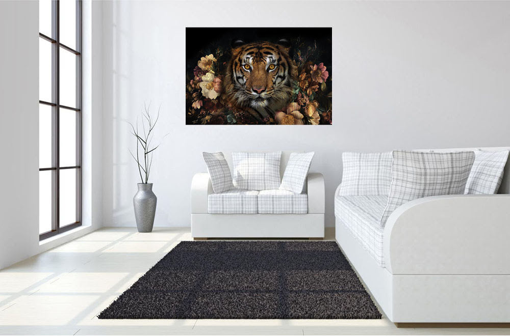 Temp Glass with Foil - Floral Tiger