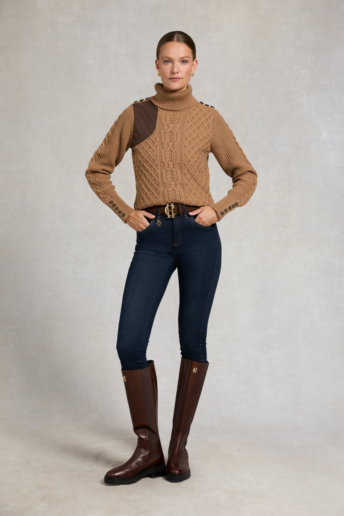 Country Roll Neck Knit (Caramel)