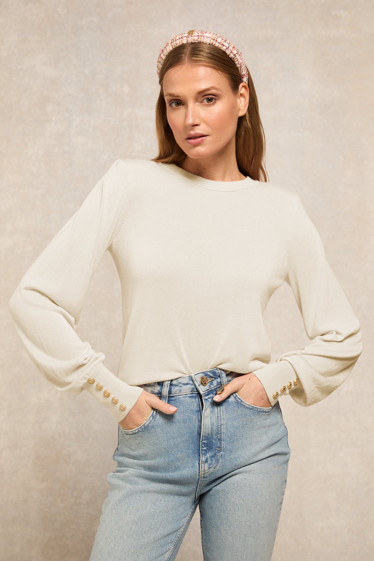 Structured Kelsie Crew Neck Knit (Natural)