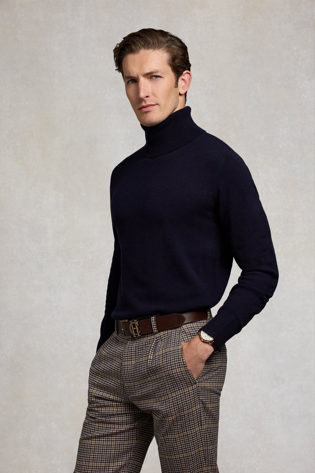 Byron Roll Neck Knit (Navy)