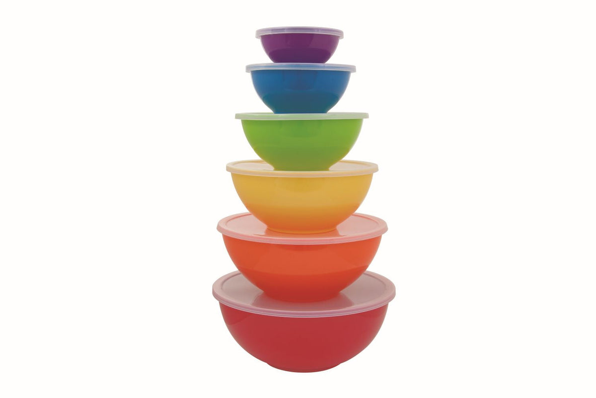 Set of 6 Melamine Mixing Bowls with Lids