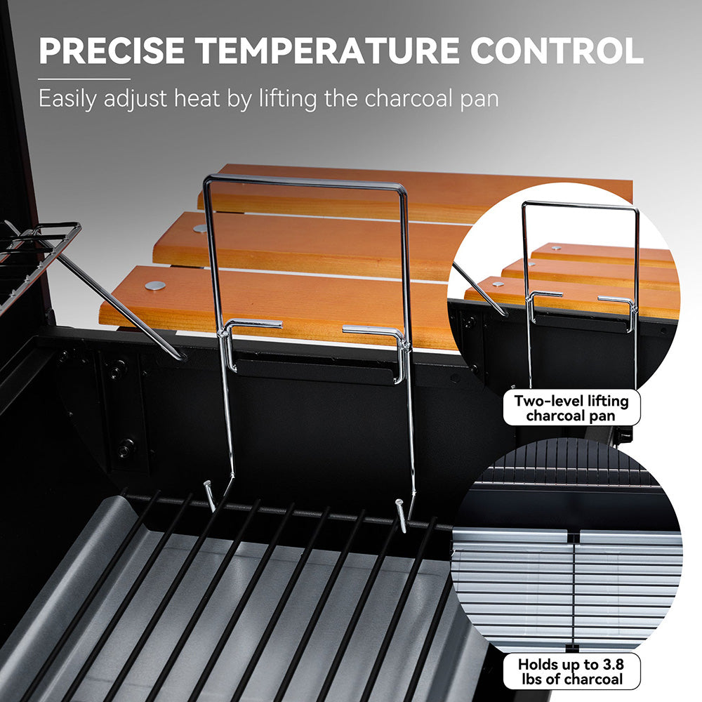 24'' Barrel Charcoal Grill with Offset Smoker