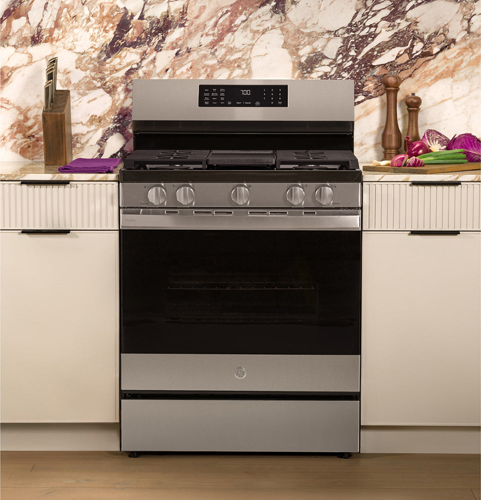 5.3 CuFt Smart Freestanding Convection Gas Range in Stainless Steel with No Preheat Air Fry and EasyWash™ Oven Tray