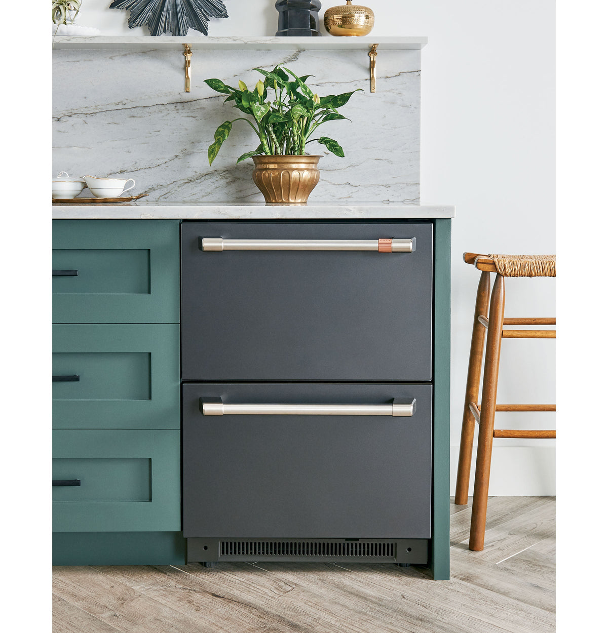 5.7 CuFt Double-Drawer Compact Refrigerator in Matte Black with Electronic Controls