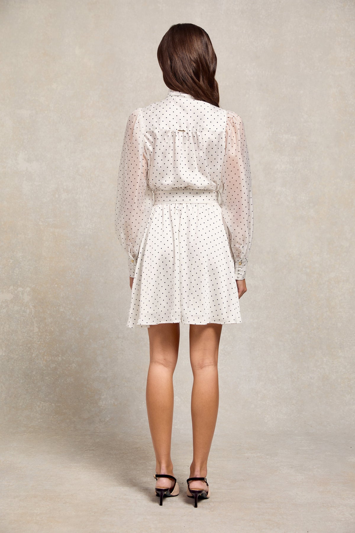 Ariella Mini Dress (White Polka Dot)
