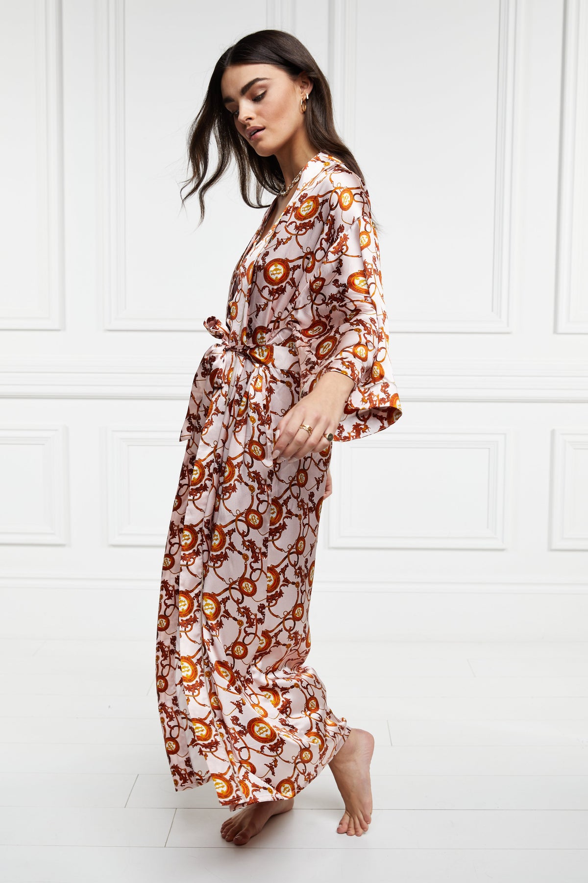 Silk Full Length Dressing Gown (Blush)