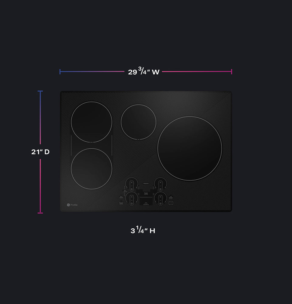 30" 4-Element Induction Electric Cooktop in Stainless Steel with Digital Touch Controls