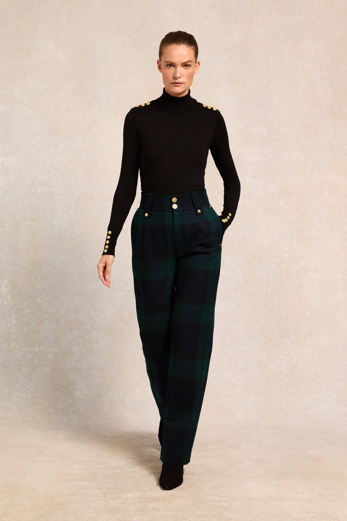 High Waisted Straight Trouser (Blackwatch)