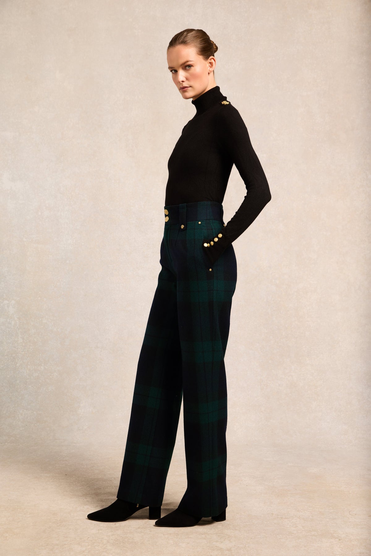 High Waisted Straight Trouser (Blackwatch)