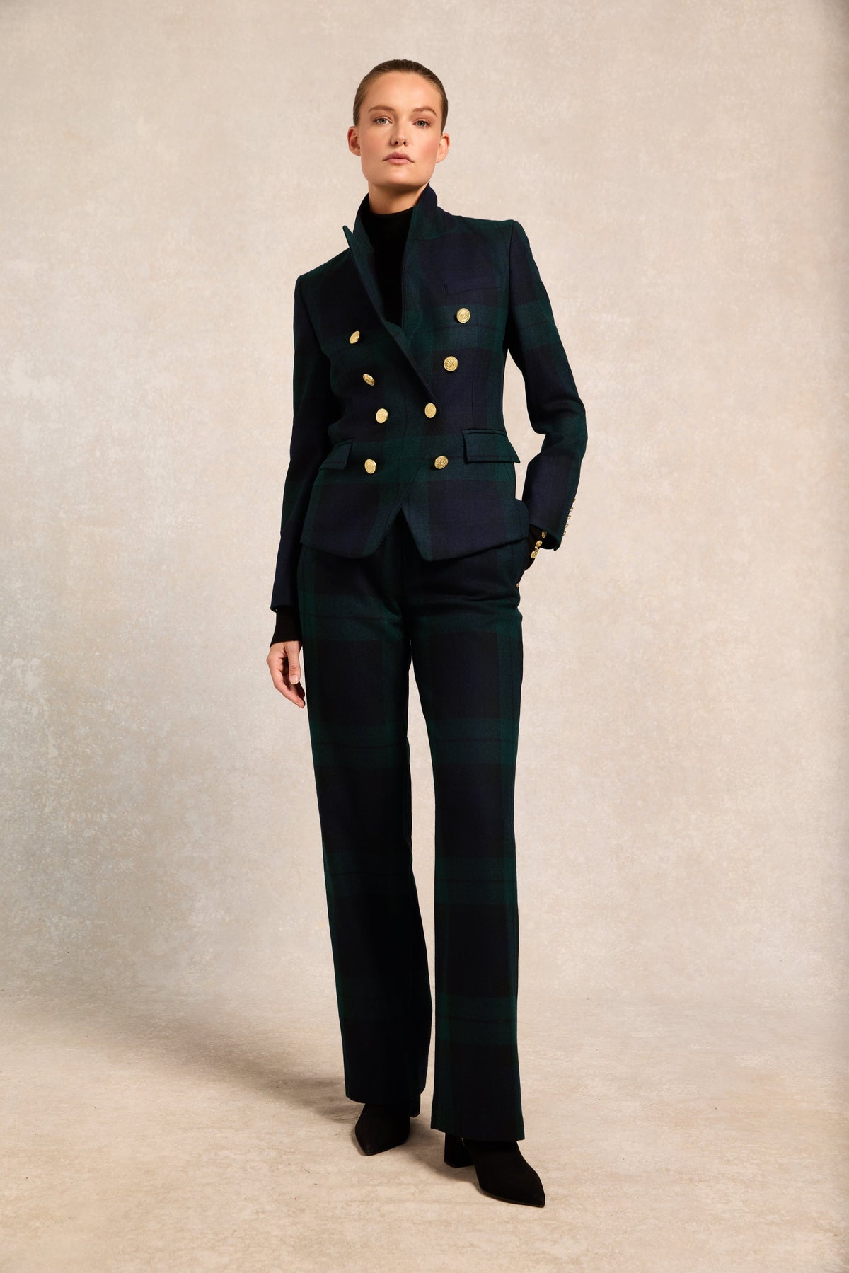 High Waisted Straight Trouser (Blackwatch)