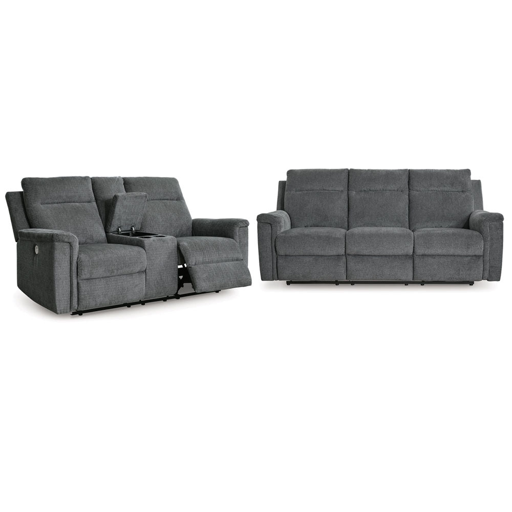Barnsana Power Reclining Sofa & Loveseat - Gravel