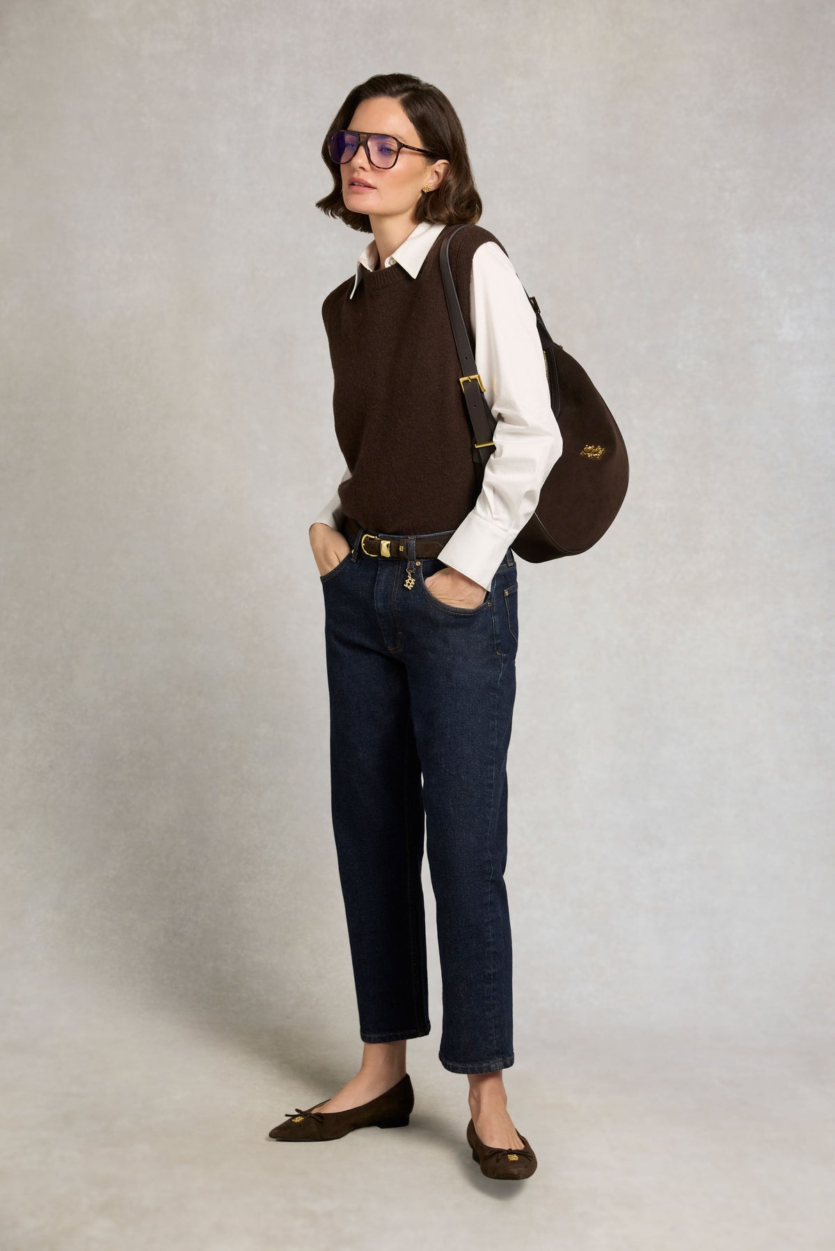 Mid Rise Straight Cropped Jean (Dark Wash)