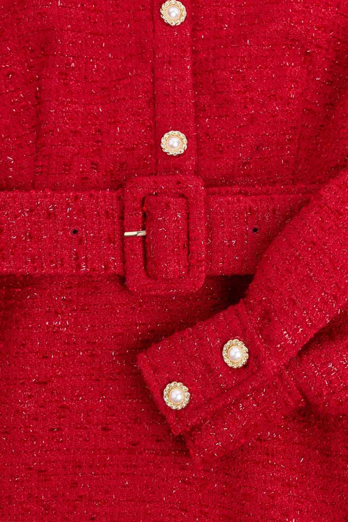 Alice Collared Mini Dress (Red Boucle)