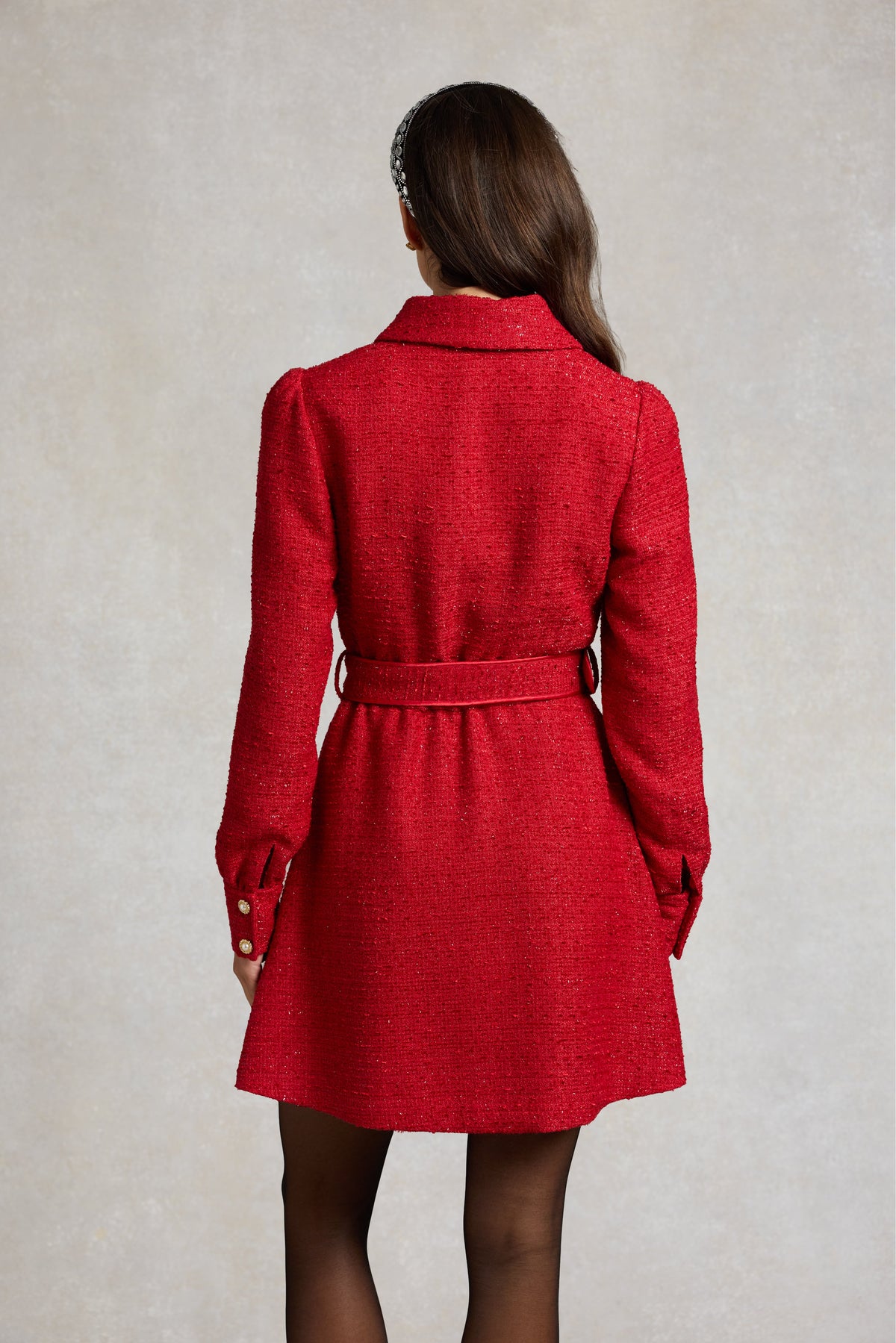 Alice Collared Mini Dress (Red Boucle)