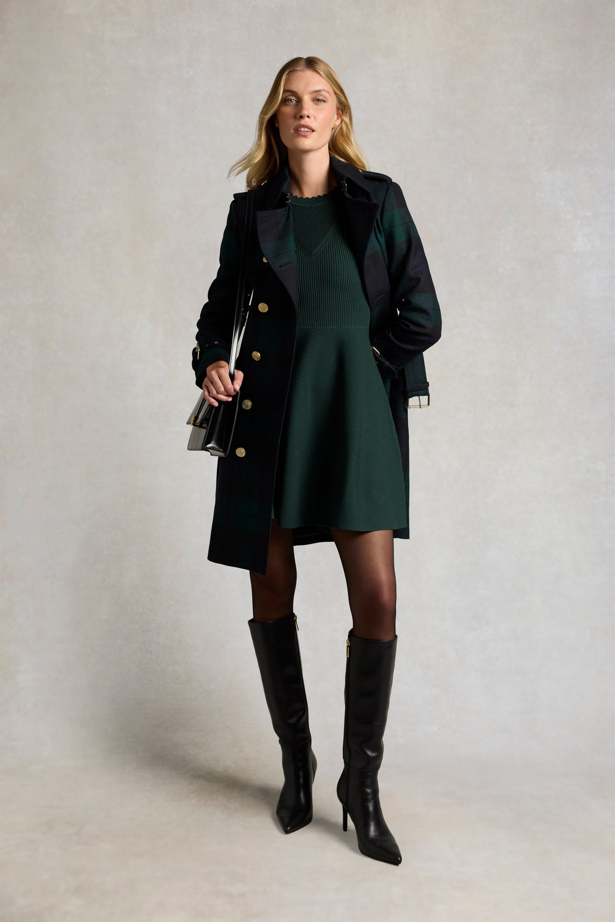 Spencer Knitted Fit & Flare Dress (Emerald)