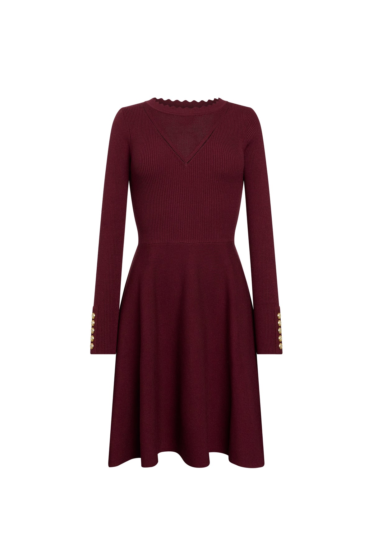 Spencer Knitted Fit & Flare Dress (Burgundy)