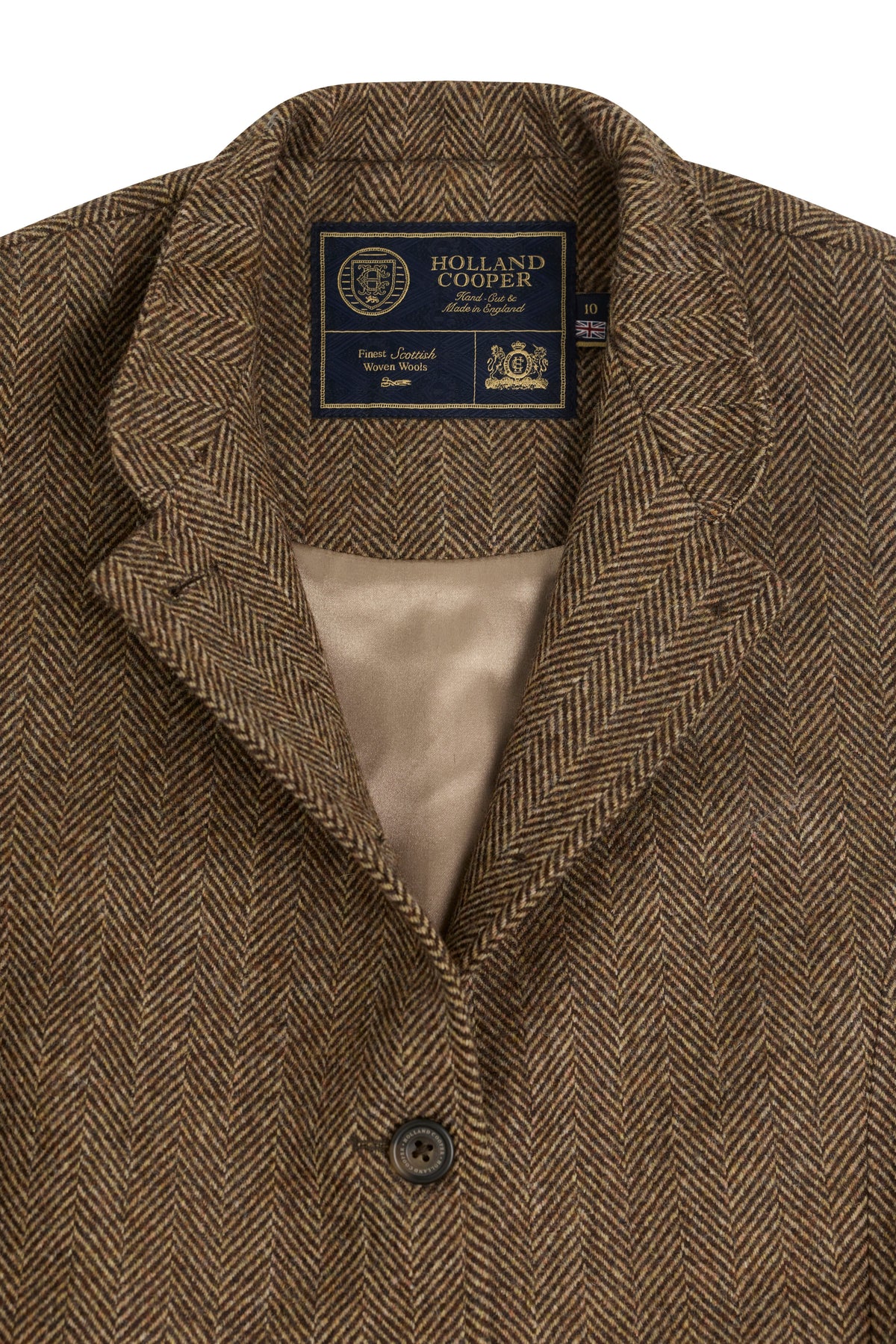 Women's Nehru Gilet (Large Scale Brown Herringbone)