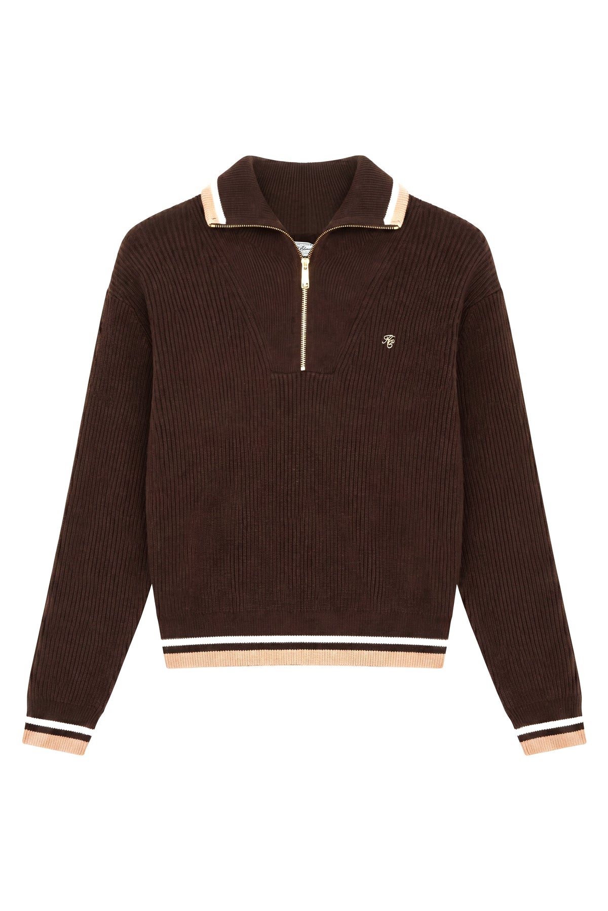 Jessica Quarter Zip Knit (Walnut)