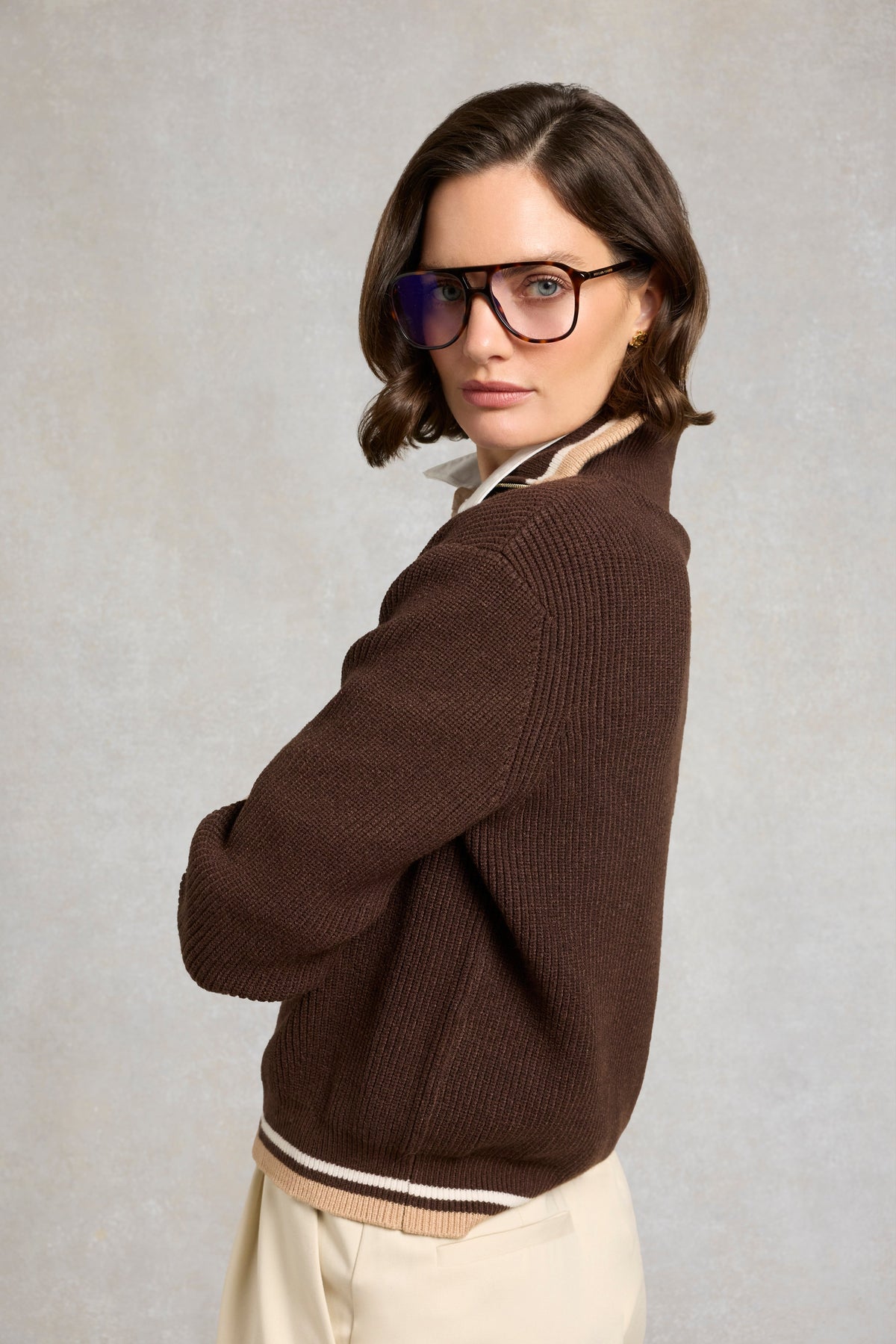 Jessica Quarter Zip Knit (Walnut)