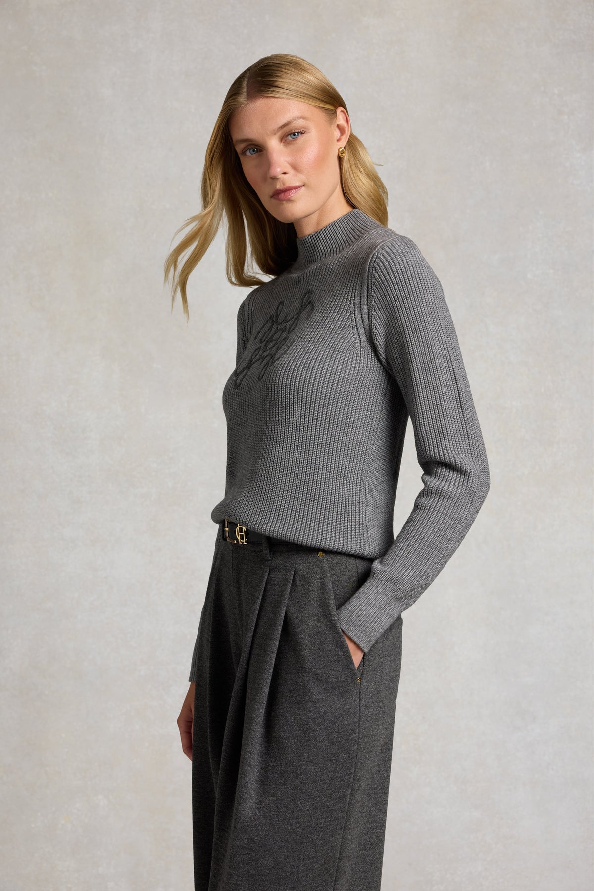 Appleton High Neck Knit (Slate Grey)