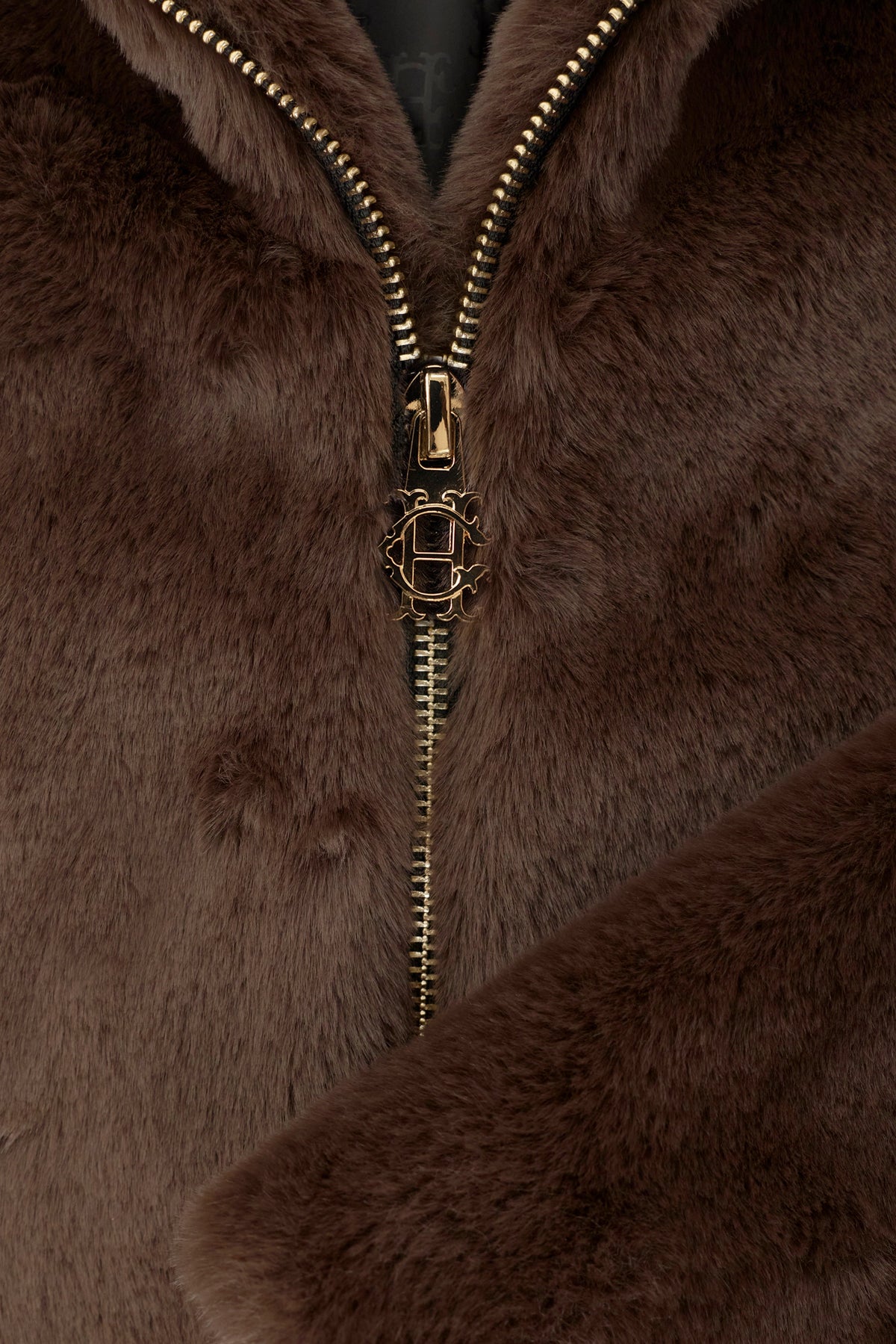 Faux Fur Coach Jacket (Chocolate)
