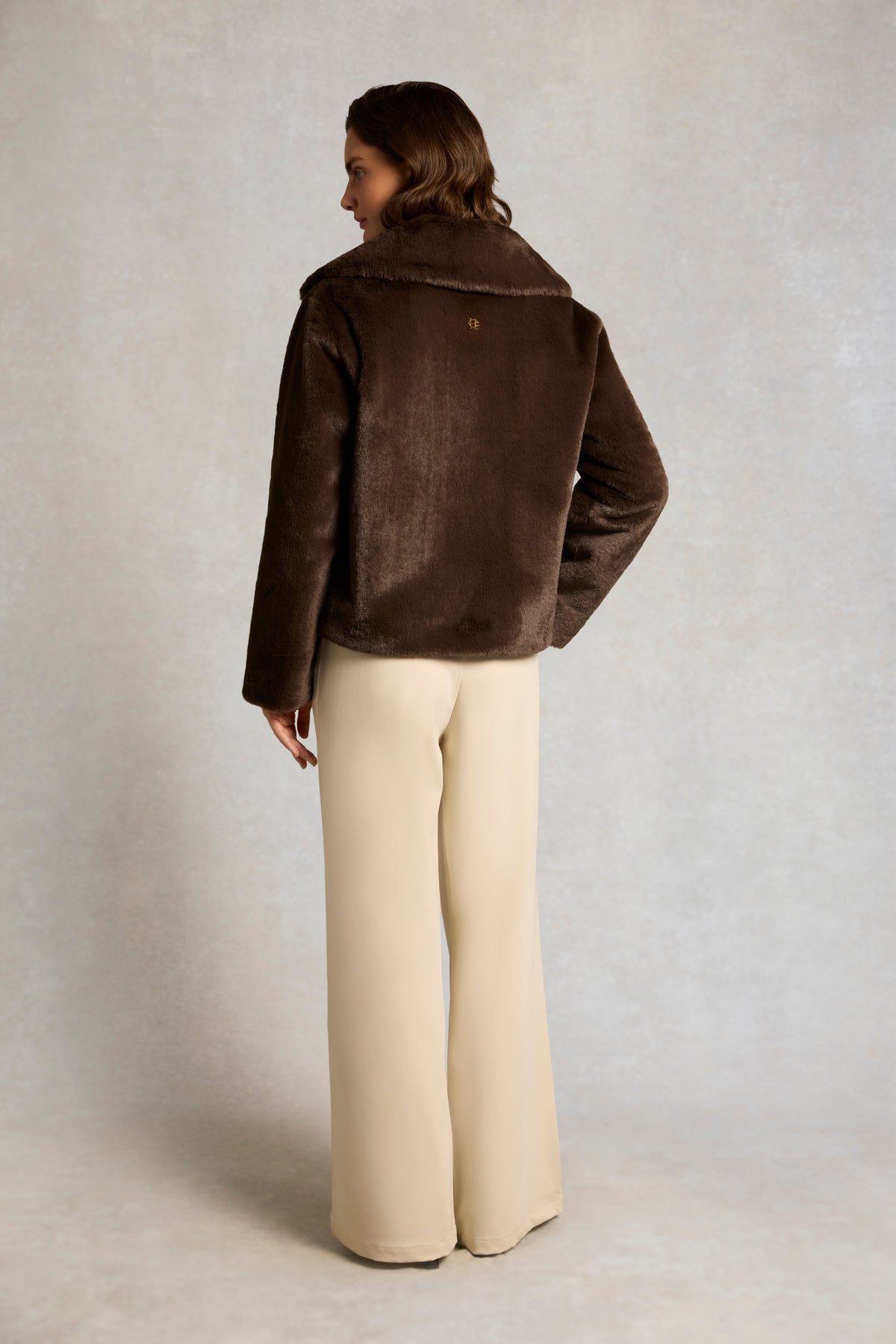 Faux Fur Coach Jacket (Chocolate)