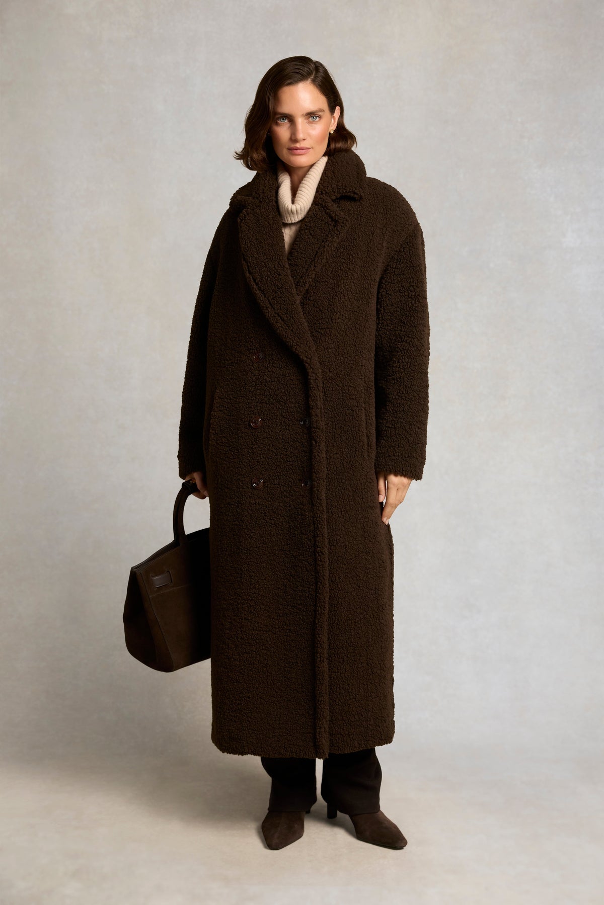 Teddy Longline Overcoat (Chocolate)