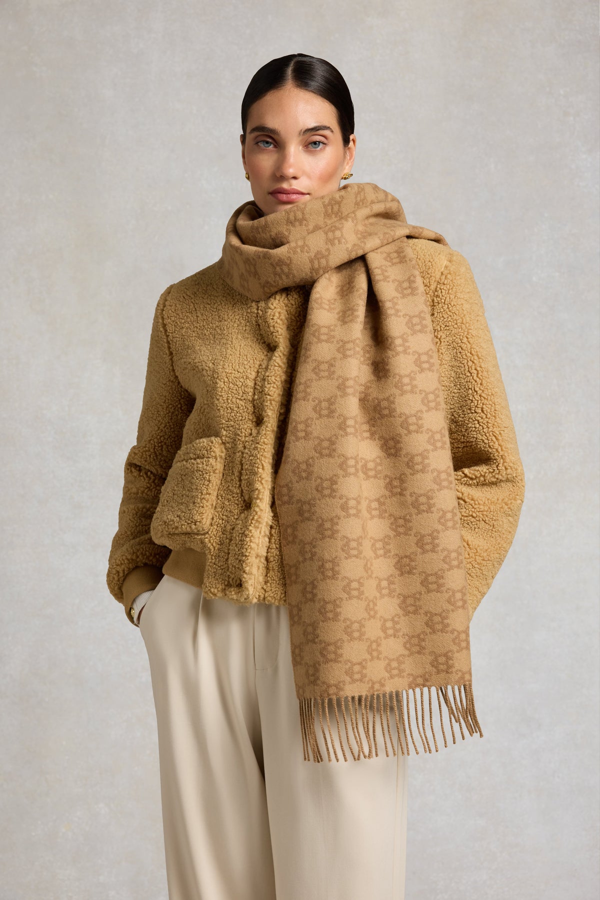 Heraldic Monogram Scarf (Toffee Monogram)