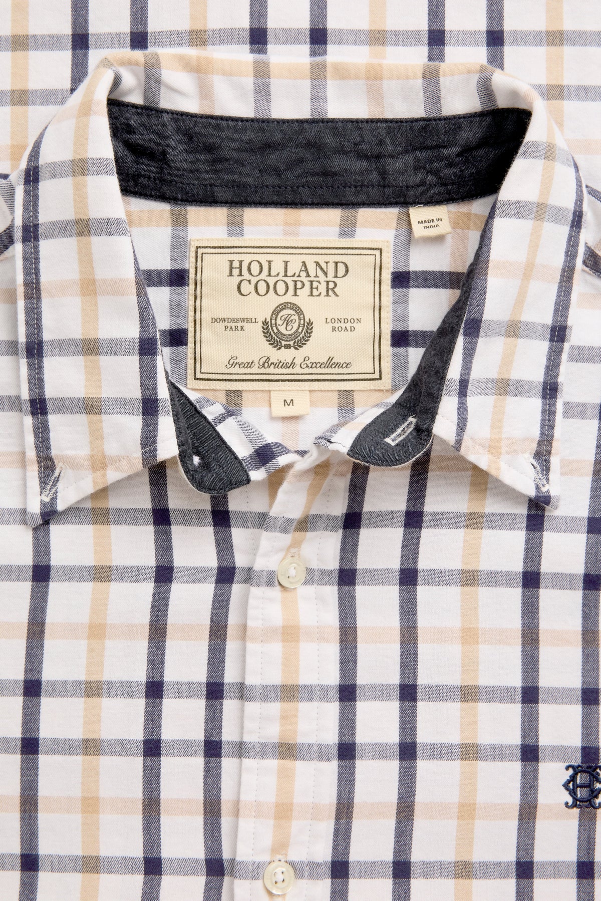 Men's Relaxed Fit Button Down Shirt (Large Scale Navy Check)