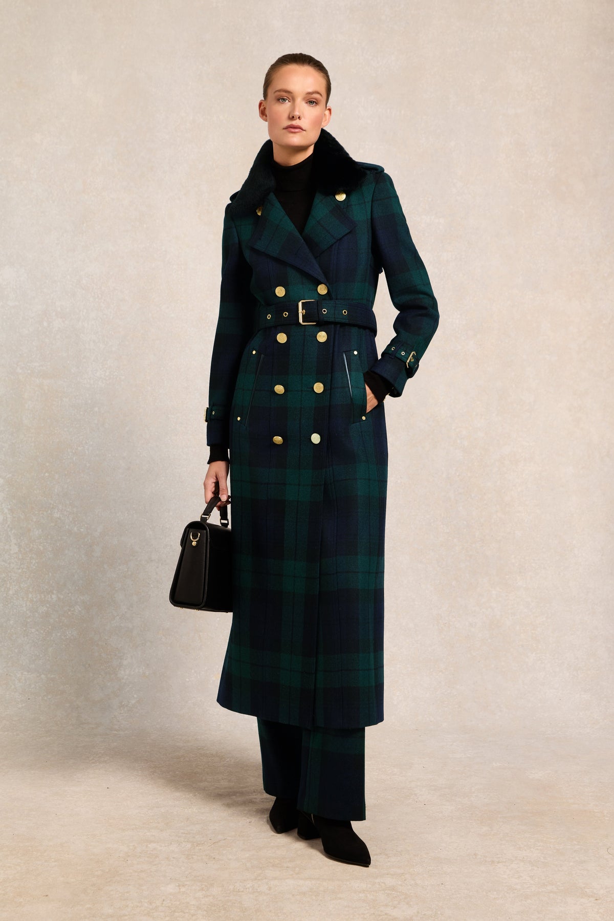 Marlborough Shearling Trench Coat (Blackwatch)
