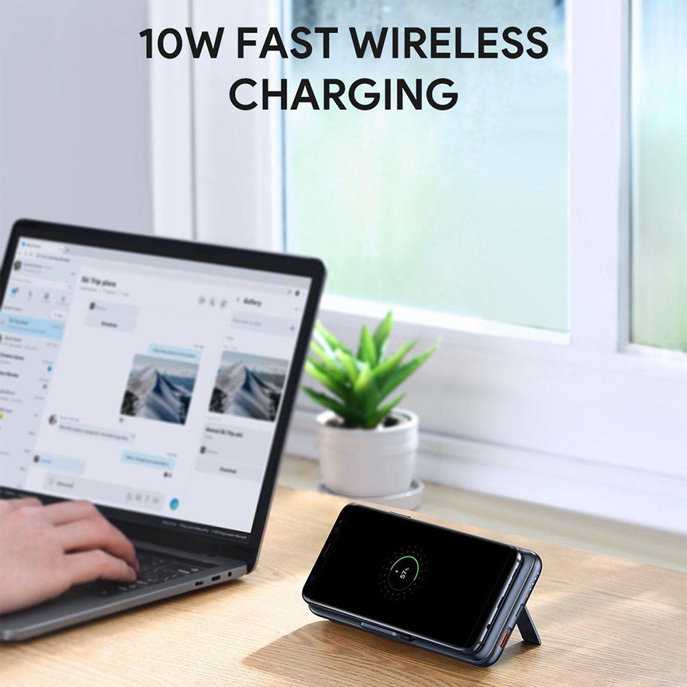 18W PD QC 3.0 10000mAh Power Bank With Stand & Wireless Charging