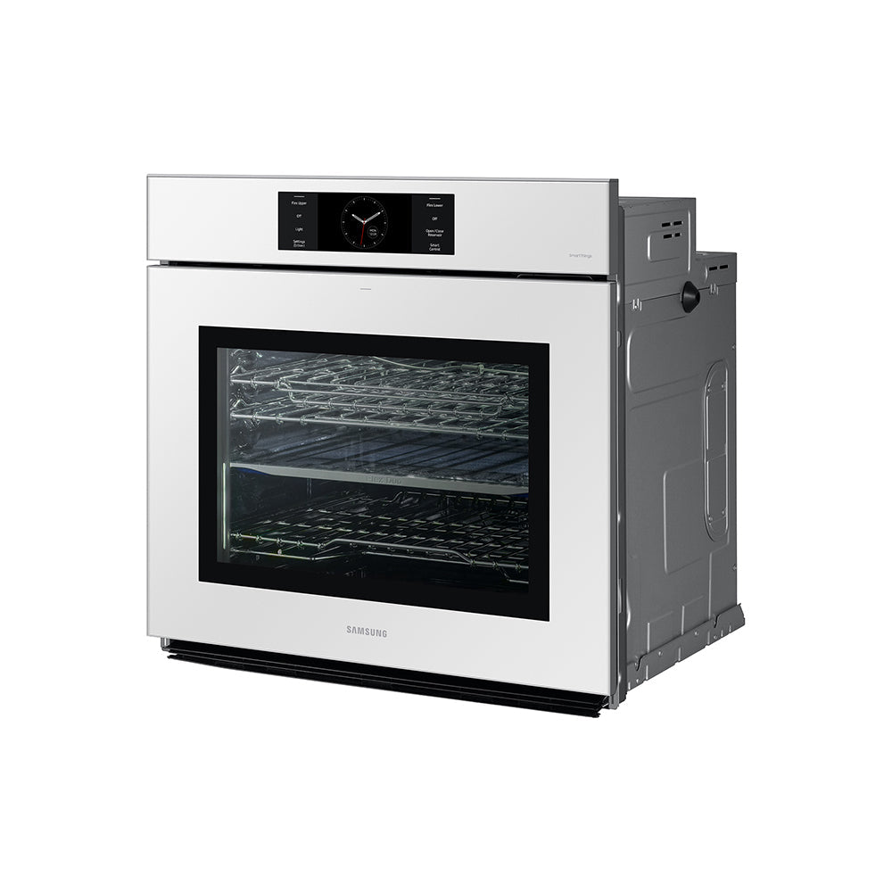 30" BESPOKE Single Wall Oven in White Glass with Steam Cook