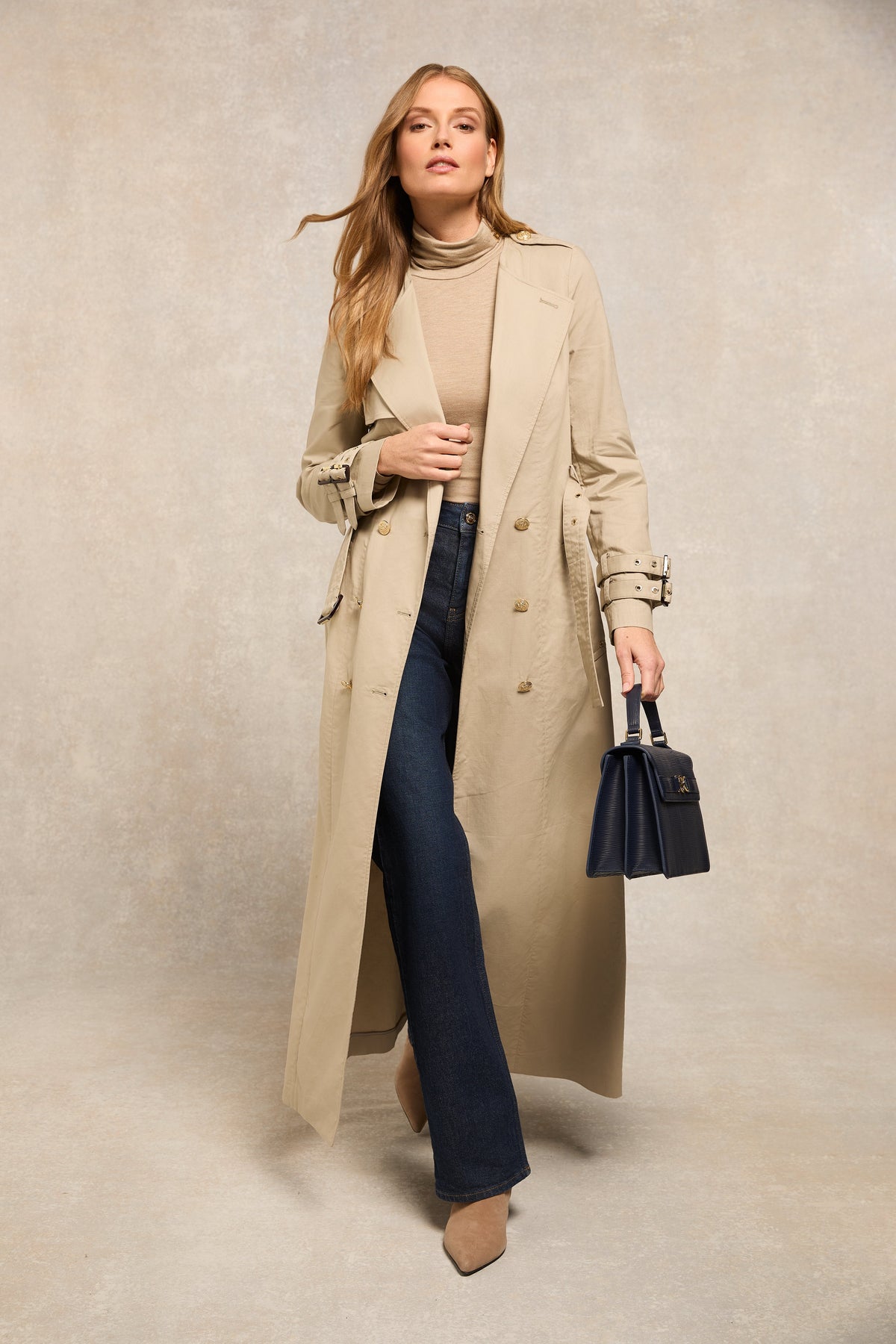 Collarless Trench Coat (French Grey)