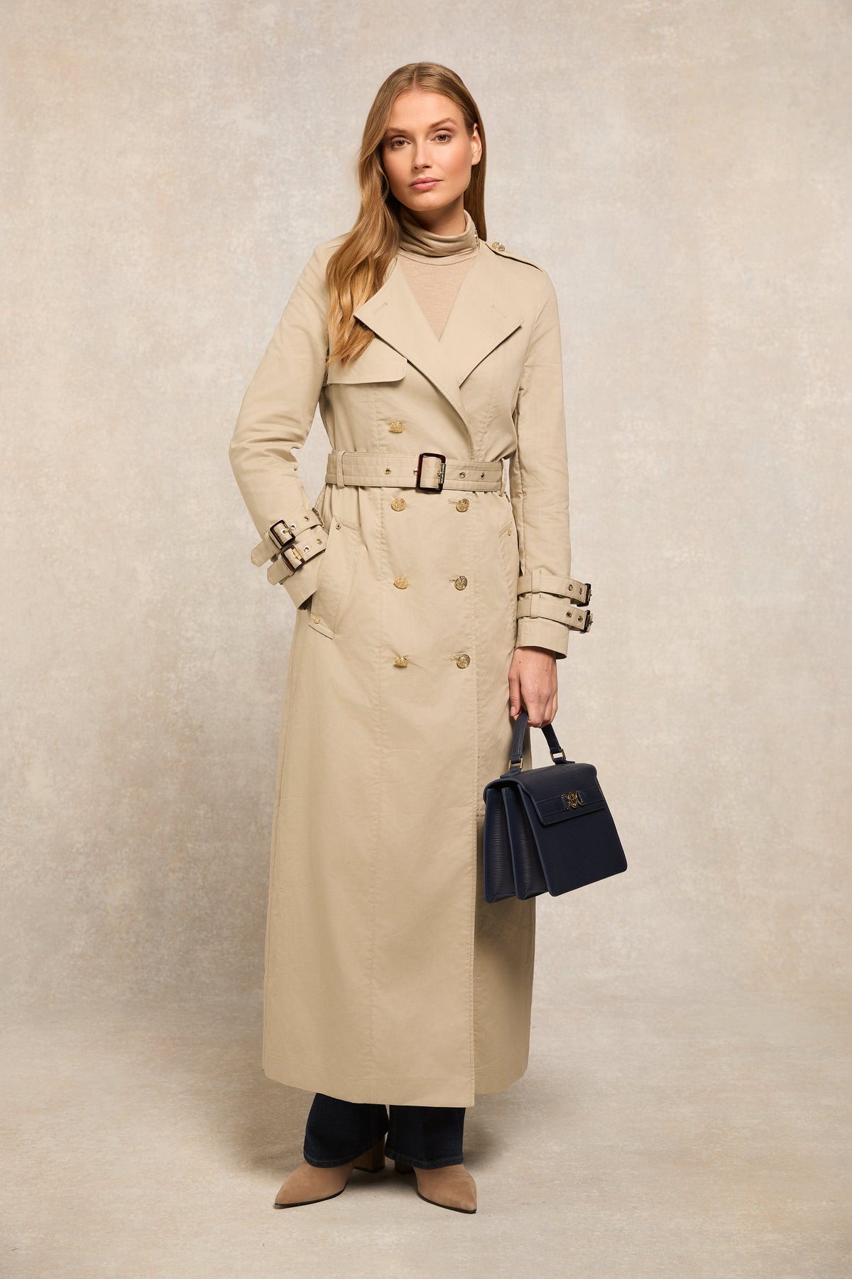 Collarless Trench Coat (French Grey)
