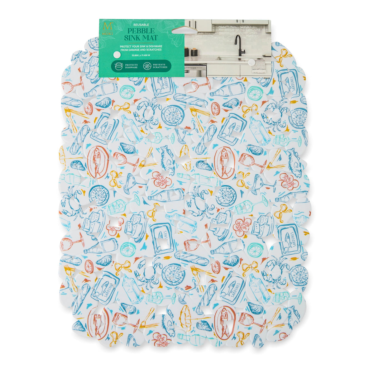 Printed Pebble Sink Mat - Italian