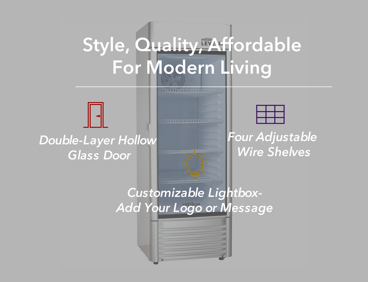 15.5 CuFt Manual Defrost Commercial Display Refrigerator 1-Glass Door Merchandiser in Silver with 4 Adjustable Wire Shelves