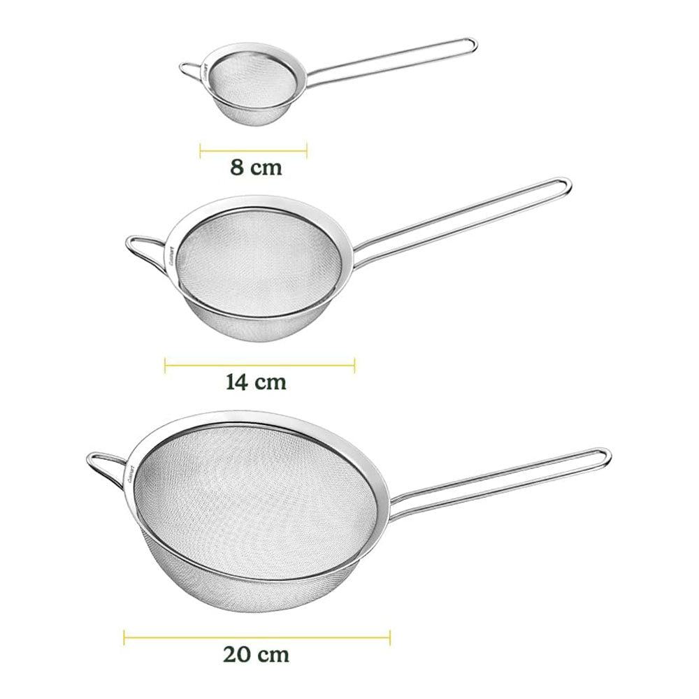 3 Piece Mesh Strainers in Stainless Steel