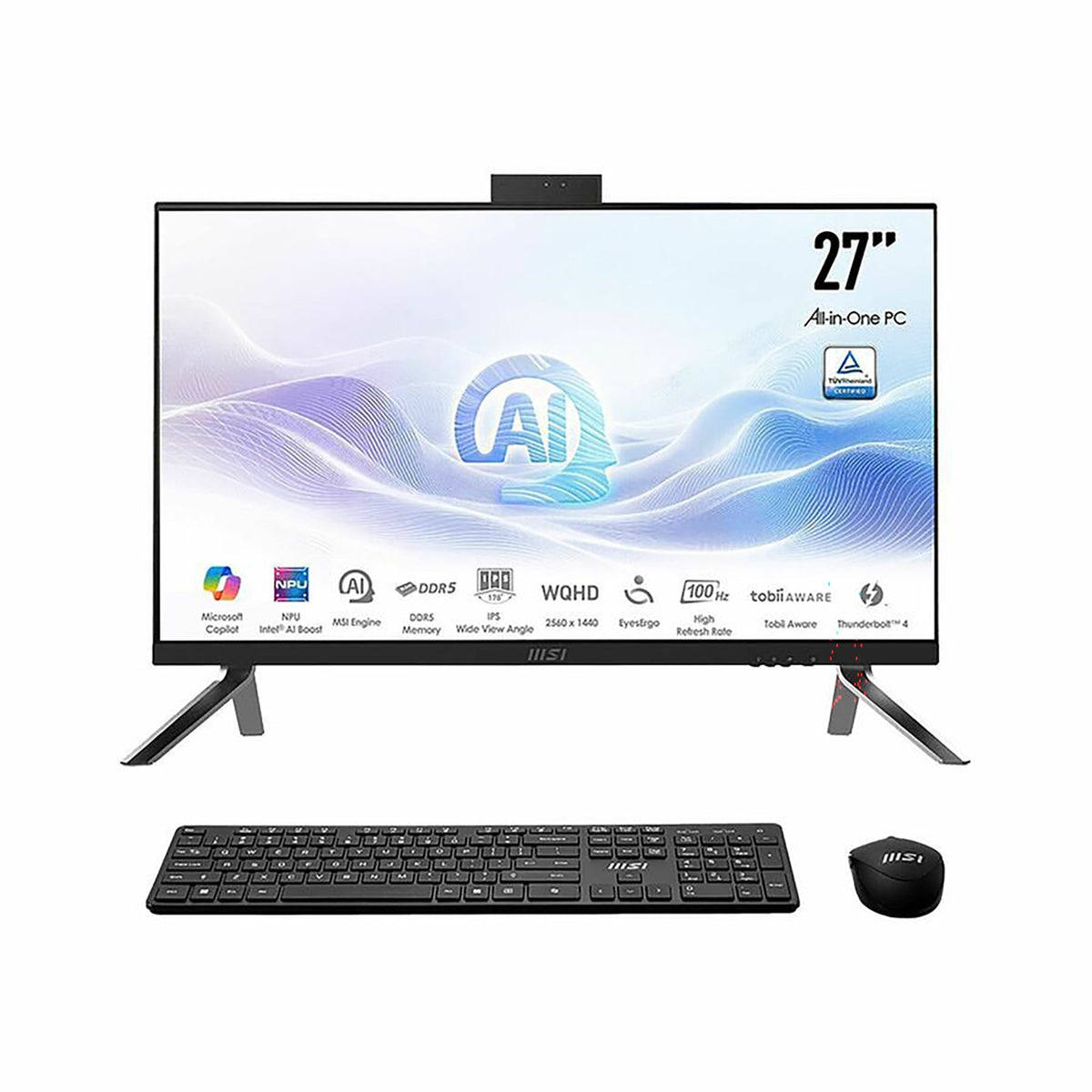 MSI Modern AM273Q AI 1UM-039US 27" AIO Desktop. Intel Core Ultra 5 125H, 16GB, Intel Arc graphics, 1TB SSD, Windows 11 Pro, Black