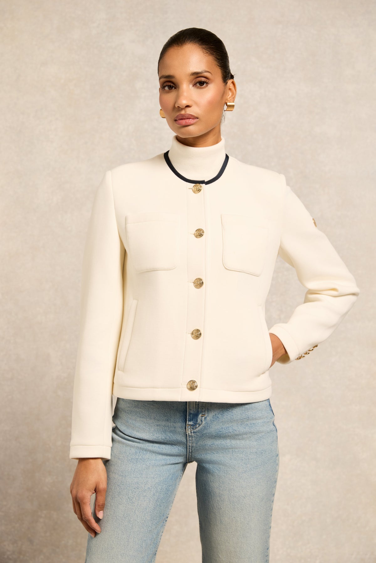 Chloe Jersey Jacket (Cream)