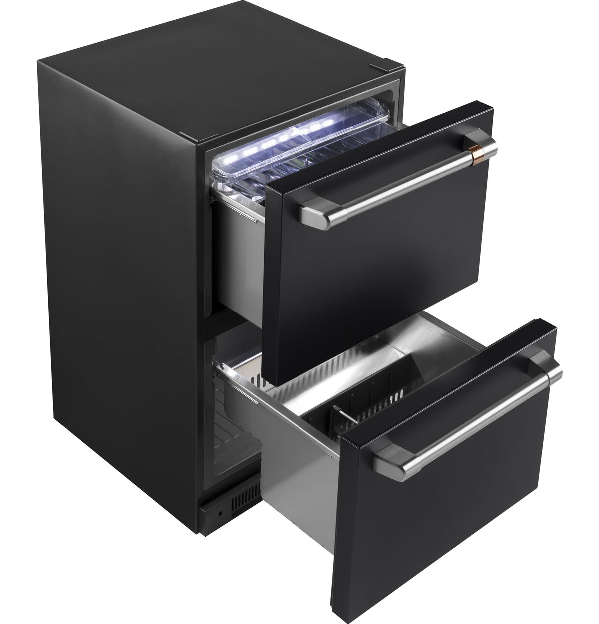 5.7 CuFt Double-Drawer Compact Refrigerator in Matte Black with Electronic Controls