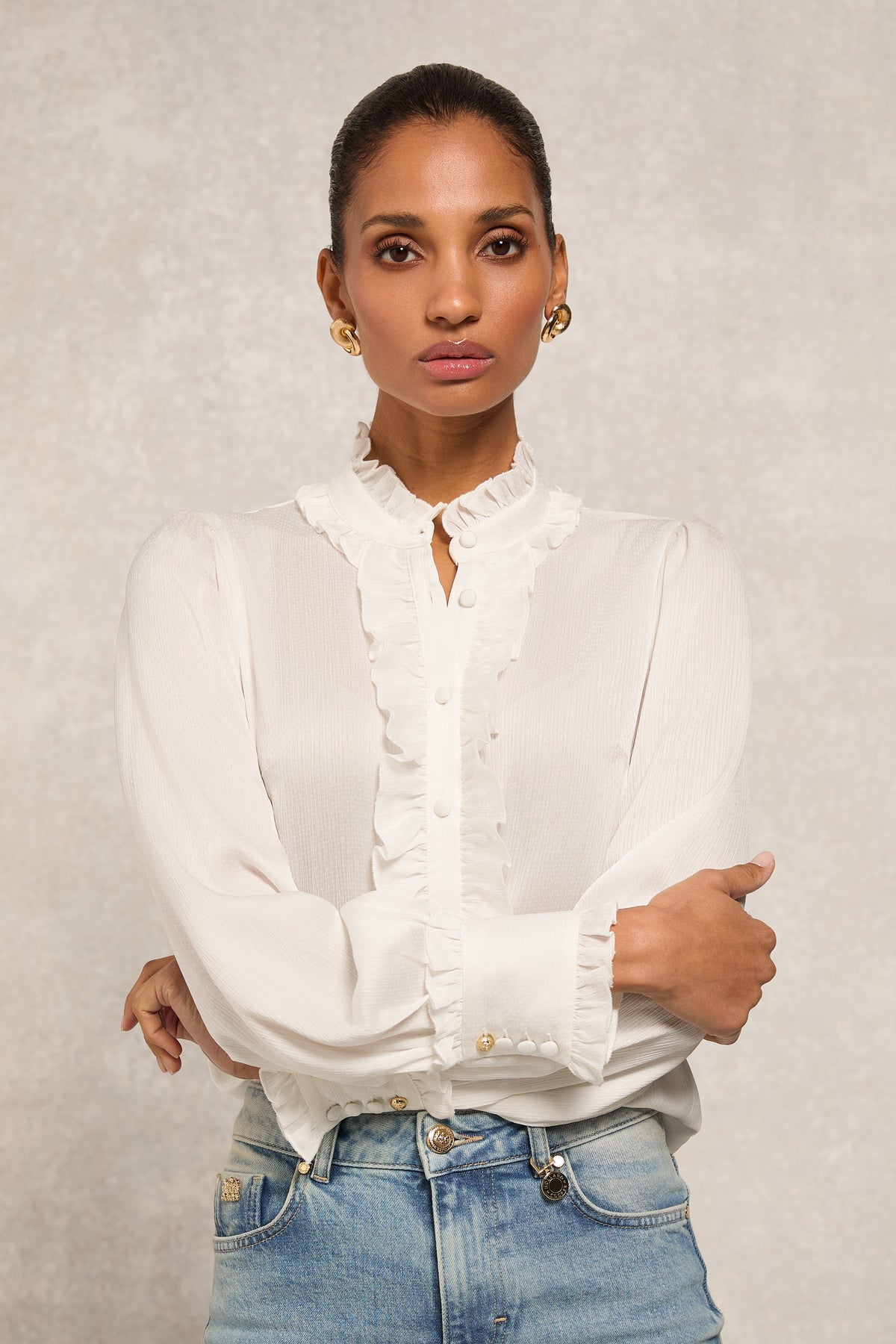 Ruby Ruffle Shirt (White)