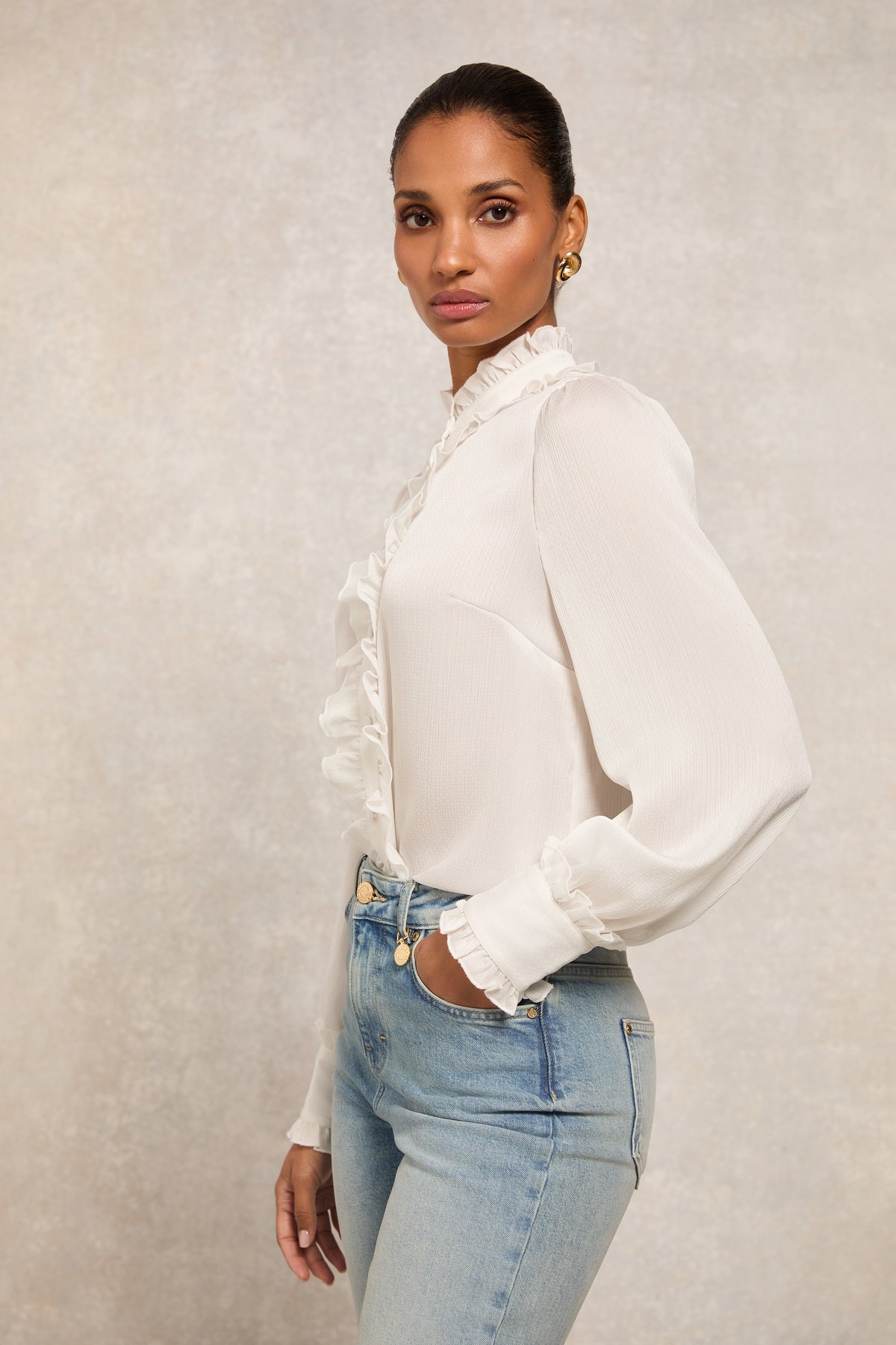 Ruby Ruffle Shirt (White)