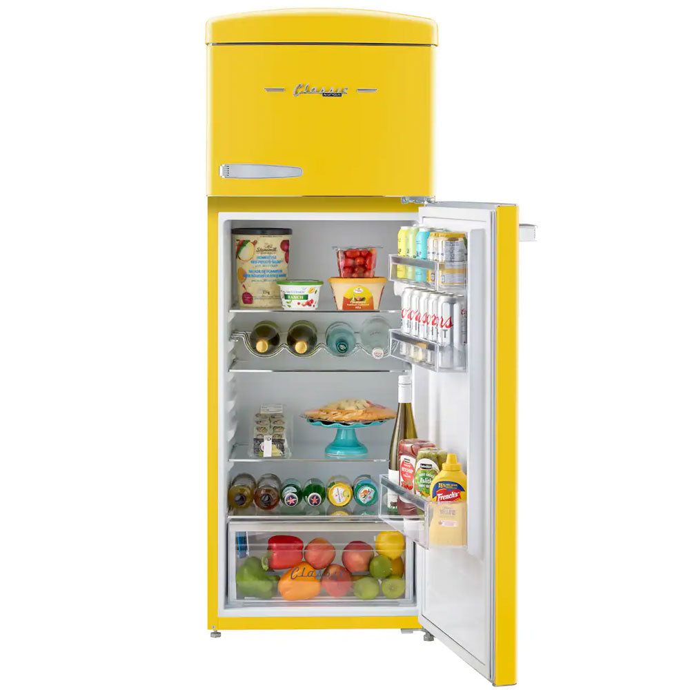 7.5 CuFt Classic Retro Top Freezer Refrigerator in Canary Yellow