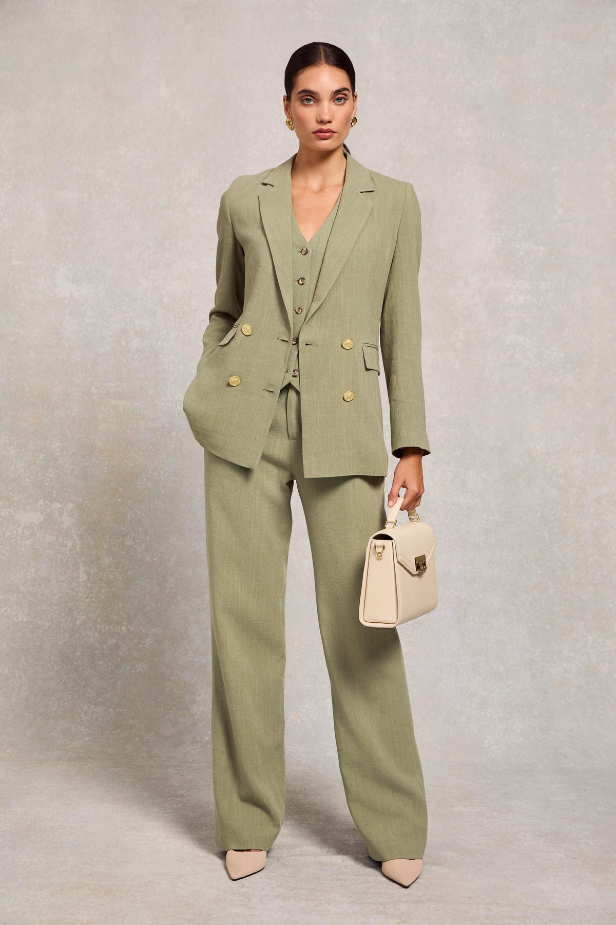 Double Breasted Blazer (Sage Linen)