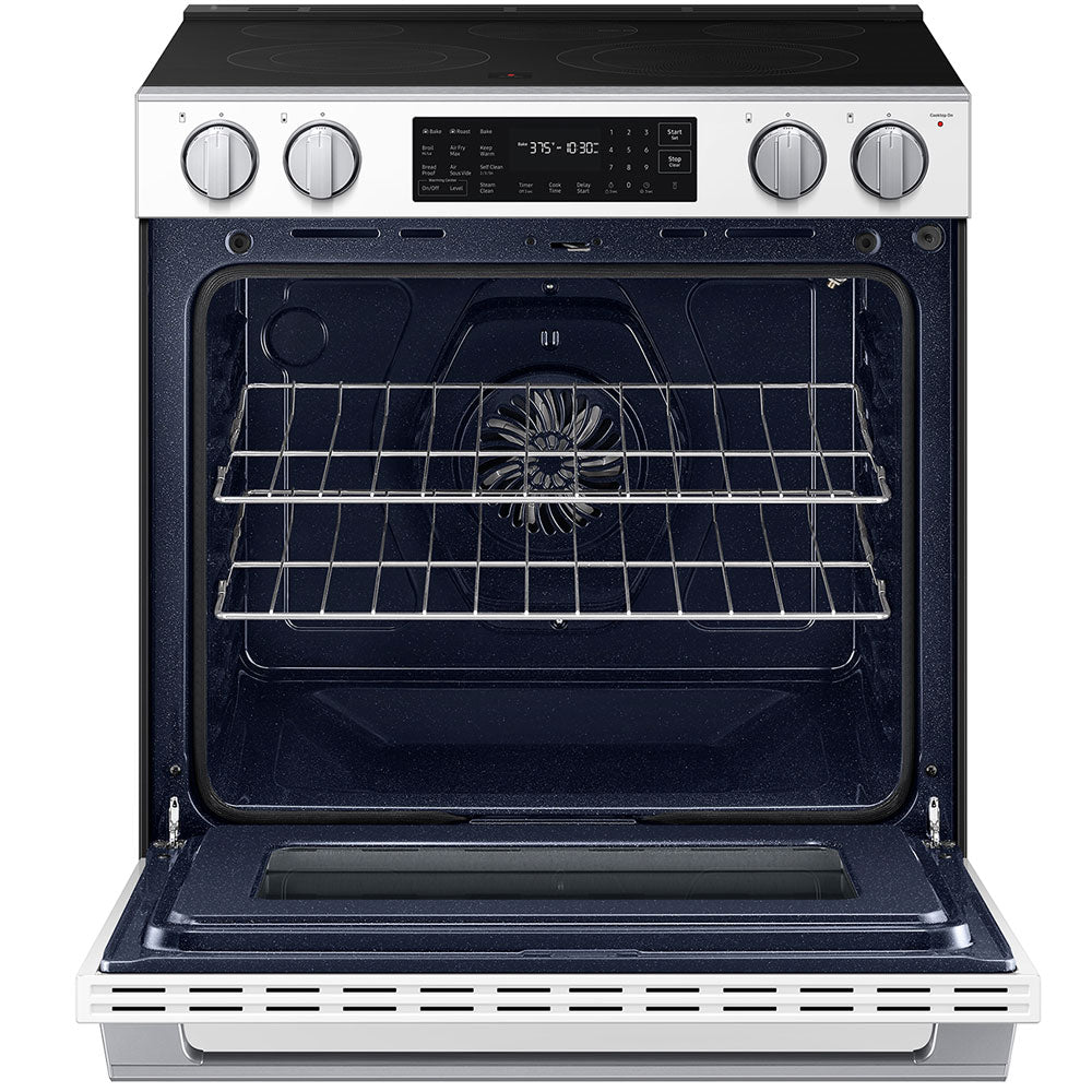 Bespoke 6.3 CuFt Smart Slide-In Electric Range in White Glass