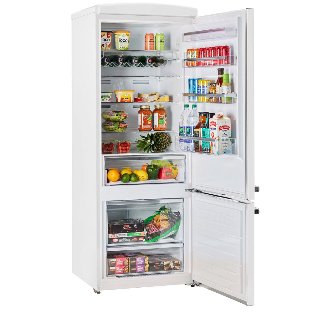 16.7 CuFt Classic Retro Counter Depth Bottom Freezer Refrigerator in Marshmallow White