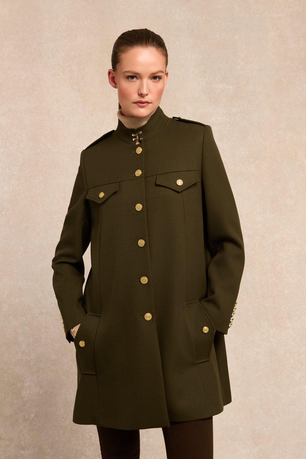 Highbury Cape Coat (Khaki Barathea)