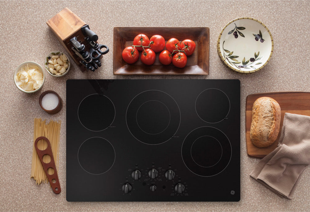 30" 5-Element Radiant Electric Cooktop in Black with Power Boil on Dual-Ring Element