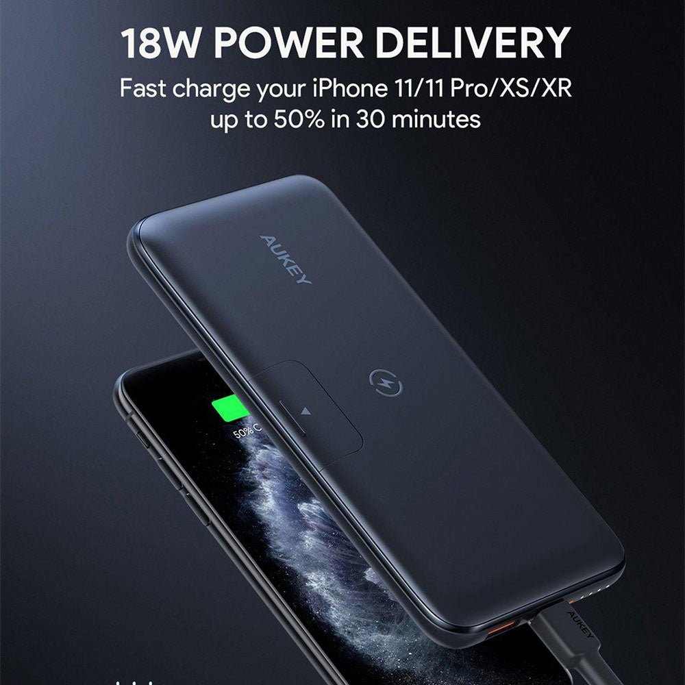 18W PD QC 3.0 10000mAh Power Bank With Stand & Wireless Charging