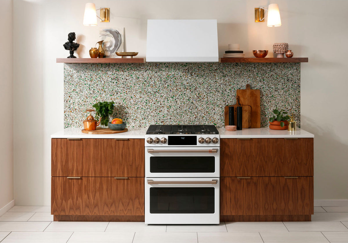 6.7 CuFt Smart 6-Burner Slide-In Double Gas Range in Matte White with Air Fry and In-Oven Broiling
